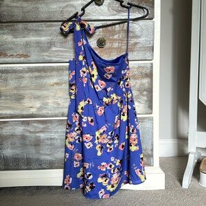 Mac + Jac Blue Floral One Shoulder Dress
